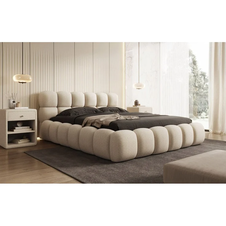 Luxusbetten24 Polsterbett Designer Polsterbett Boston Bouclé, mit Stauraum – Bild 2