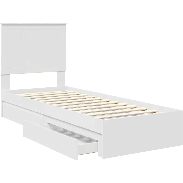 vidaXL Aufbewahrungsbett mit Kopfteil Weiß 75 x 190 cm Holzwerkstoff 3411257 – Bild 4
