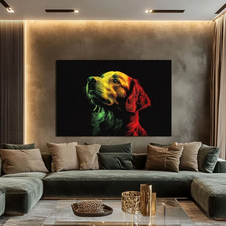 DARO Design Wandbild Hunde Pop Art Wandbilder Wand Deko Bilder Modern Leinwandbild, (Golden Retriever - Bild klein Wohnzimmer Schlafzimmer Büro Flur Esszimmer Einteilig Querformat Fotodruck Pop-Art Hunde), 20x30 cm – Bild 3