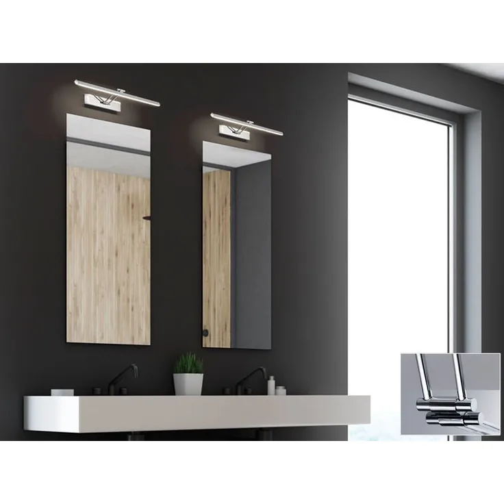 2er SET LED Badezimmer Wandleuchten Silber Chrom schwenkbar, Breite 60cm