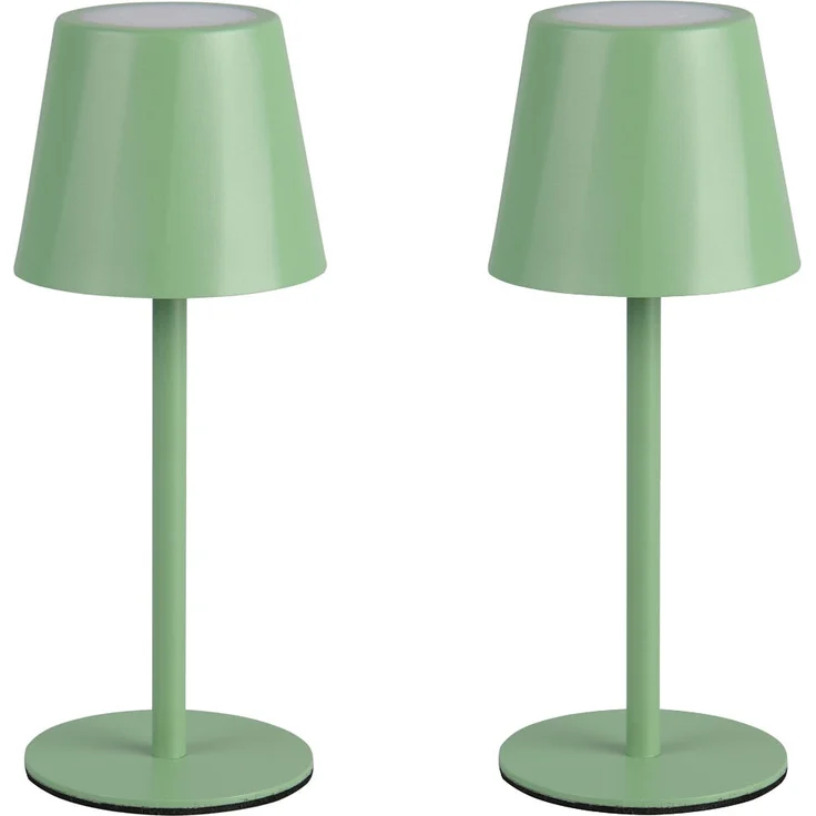 2er SET Akku LED Tischlampen kabellos für Innen & Außen, Grün - 21cm klein – Bild 2