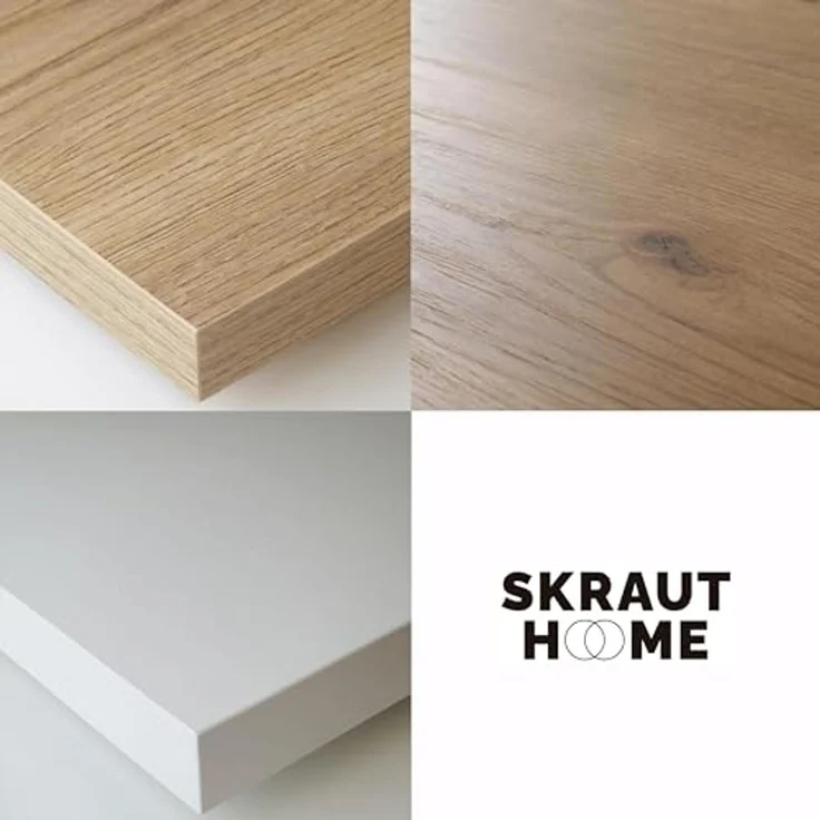 Skraut Home | Ausziehbarertisch | Multifunktionaler ausziehbarer | 220 | Für 10 Gäste | Massivholz Beine | Moderner Stil | Eiche und weiß – Bild 7