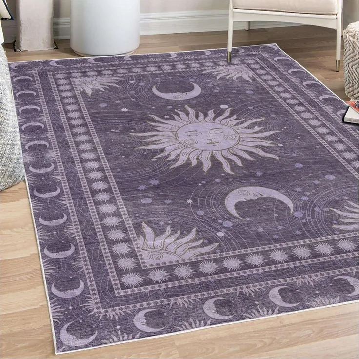 Abakuhaus Teppich Dekorativer Teppich für Wohnzimmer und Schlafzimmer, rechteckig, Sonne und Mond Bohemian Okkultes Design