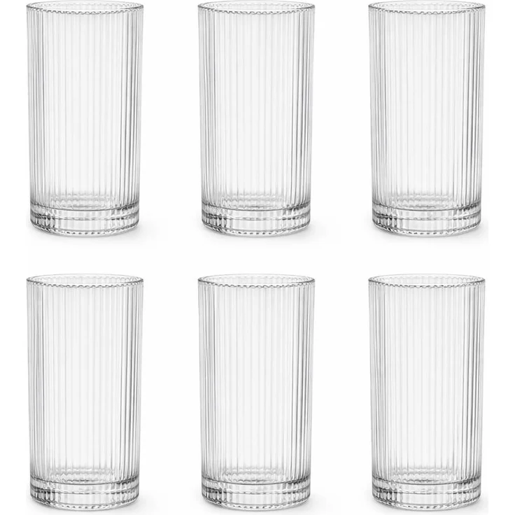 Terra Grande Longdrinkgläser 320 ml - 6-teiliges Gläser-Set in Relief-Design – Bild 5
