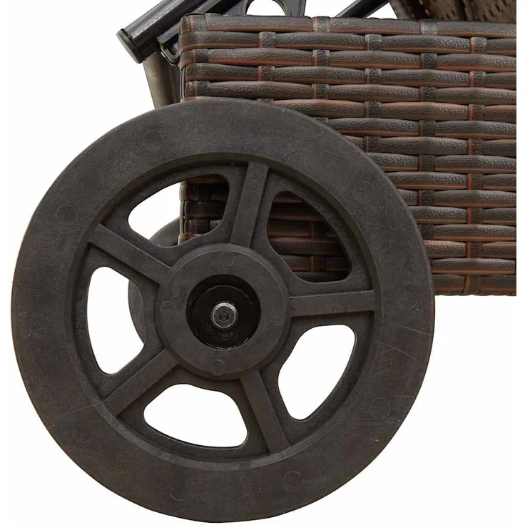 vidaXL Sonnenliege mit Rollen und Auflage Braun Poly Rattan 4104034 – Bild 10