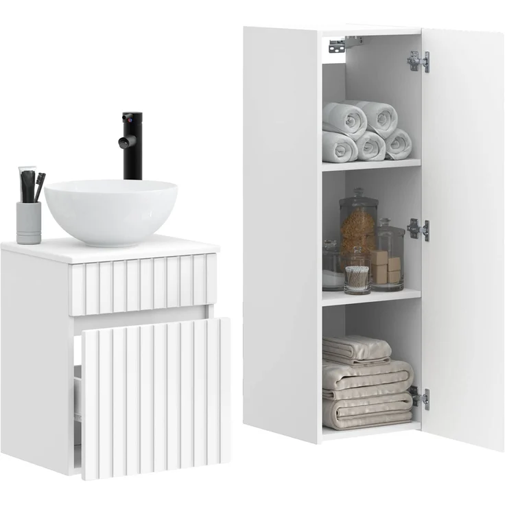 vidaXL Badezimmerschrank-Set 2 stk. Weiß 33 x 34,5 x 100 cm 3406133 – Bild 3