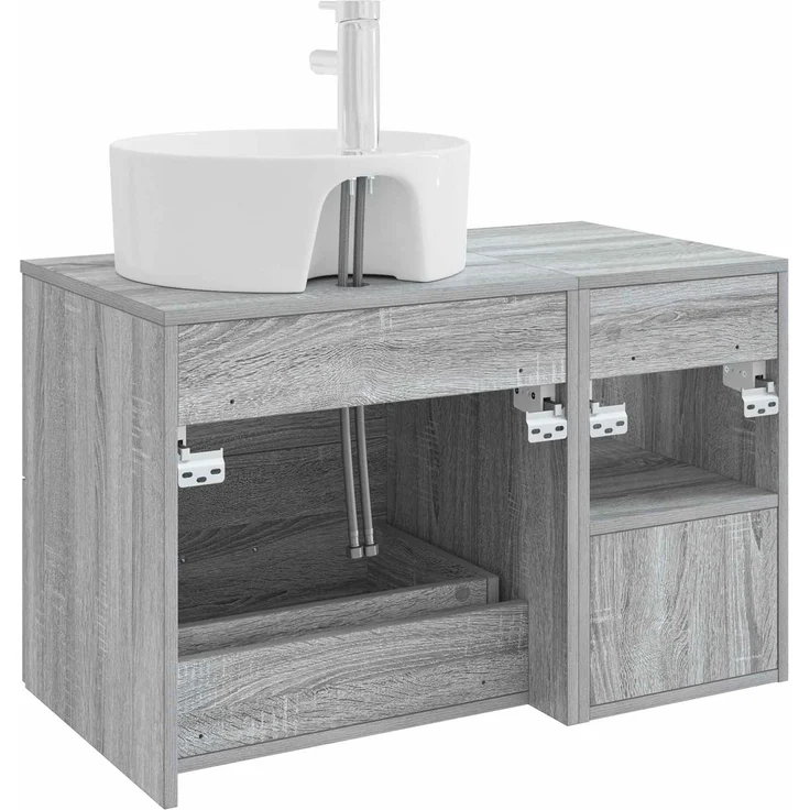 vidaXL Badezimmerschrank-Set 2 stk. Grau Sonoma 79,5 x 44,5 x 76 cm 3403909 – Bild 6