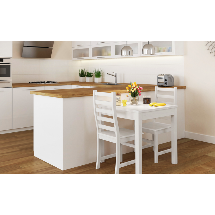 Moderne weiße Essgruppe mit Tisch und 2 Stühle Kiefer Massivholz 90.70-50 A W Set 21 – Bild 2