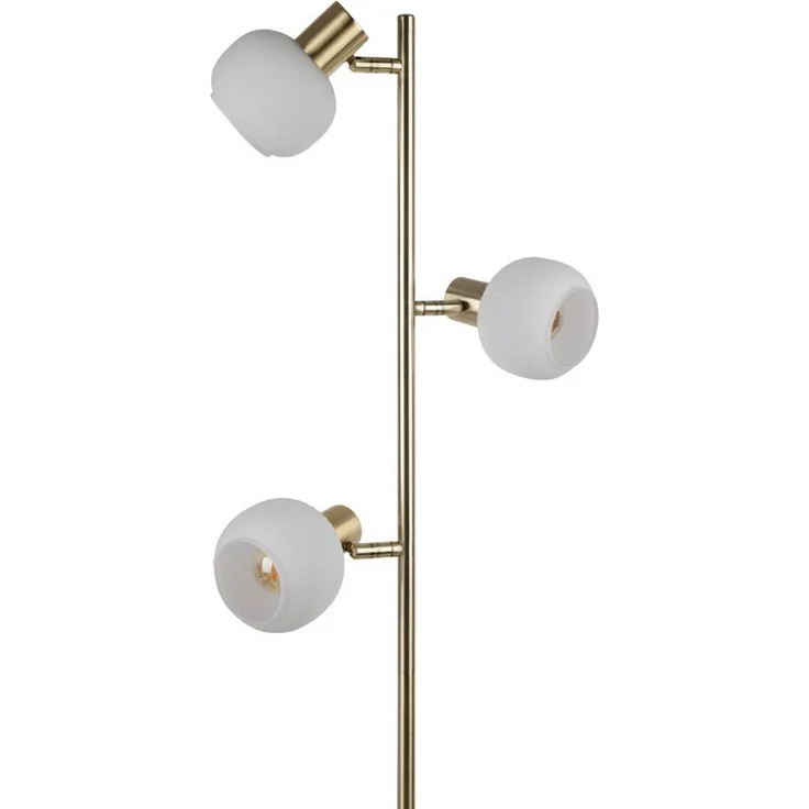 näve Stehlampe Learta, ohne Leuchtmittel, 3er Spot, exkl. 3x E14, messing matt, Glasschirme weiß opal, H: 154cm – Bild 4