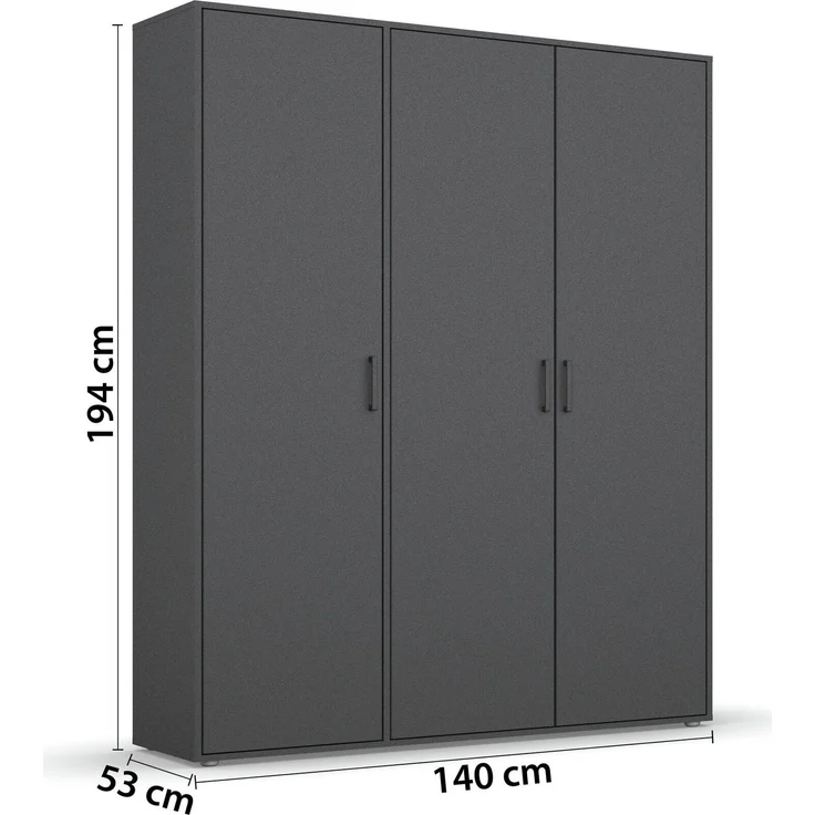 Rauch Möbel 'Voyager' Kleiderschrank, Holz, Grau Metallic, Zubehör Classic, Breite 140 cm | ohne Schubladen – Bild 4