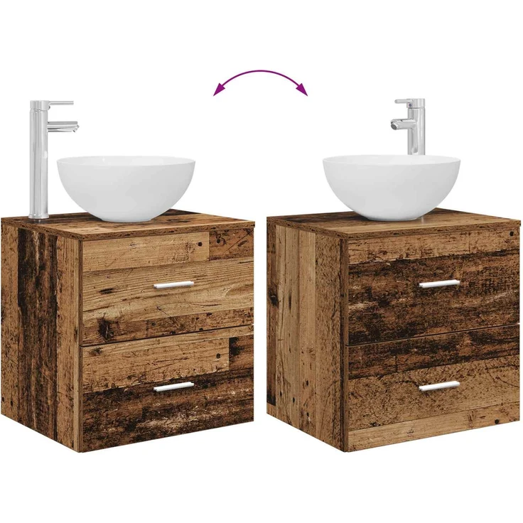 vidaXL Badezimmerschrank-Set 3 stk. Altholz 129 x 35 x 80 cm 3405793 – Bild 11