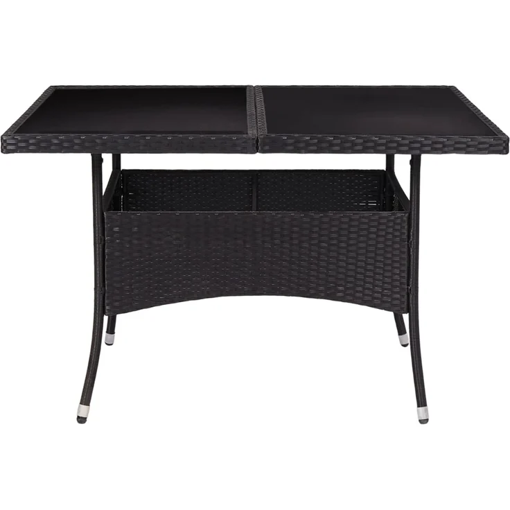 Gartentisch, Esstisch, Küchentisch Schwarz Poly Rattan und Glas – Bild 3