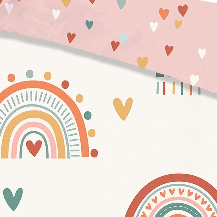Good Morning Kinder Bettwäsche 135x200 Louie Indie Herzen Regenbogen 33032 – Bild 5