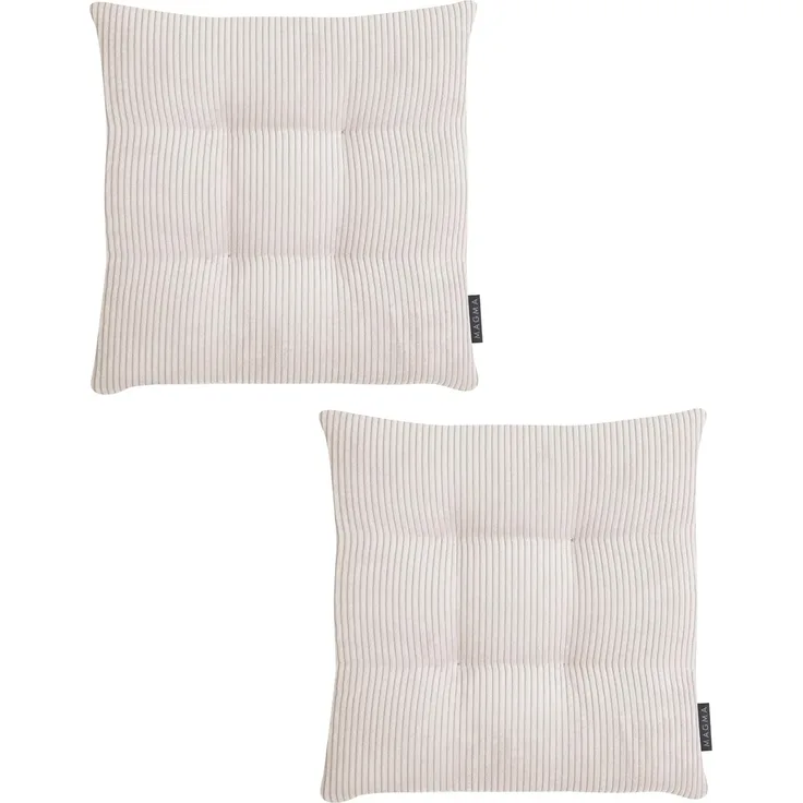 MAGMA Stuhlkissen Sitzkissen INGA - ca. 35 x 35 x 5 cm Cordstoff 2er Set natur