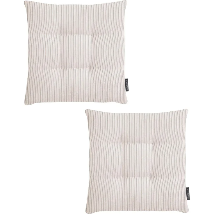 MAGMA Stuhlkissen Sitzkissen INGA - ca. 35 x 35 x 5 cm Cordstoff 2er Set natur – Bild 1