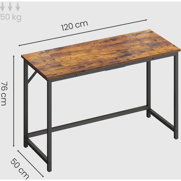 VASAGLE VASAGLE Tisch für Homeoffice, stabiler Computertisch, leichter Aufbau, Vintagebraun und Tintenschwarz – Bild 5