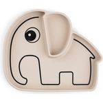 Done by Deer Silikon-Esslern-Teller mit Saugnapf Stick & Stay, Elphee, sandfarben, BPA-frei, spülmaschinengeeignet