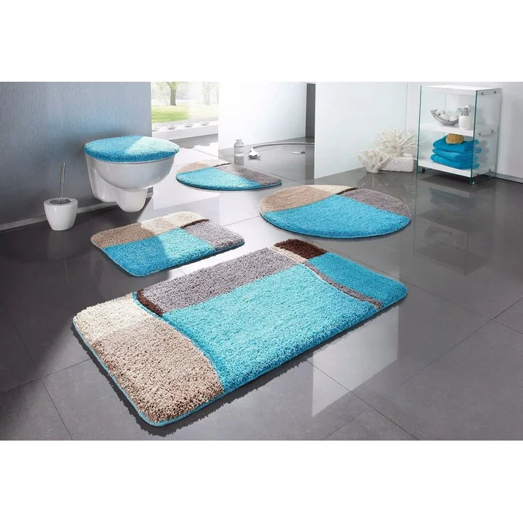 OTTO home Badematte Belio, Badvorleger, Badezimmer Teppich, Höhe 20 mm, rutschhemmend beschichtet, schnell trocknend, strapazierfähig, fußbodenheizungsgeeignet, Kunstfaser, 2-tlg. Hänge-WC Set, Badematte, Badteppich, Badematten auch als 2 tlg. Set erhä...