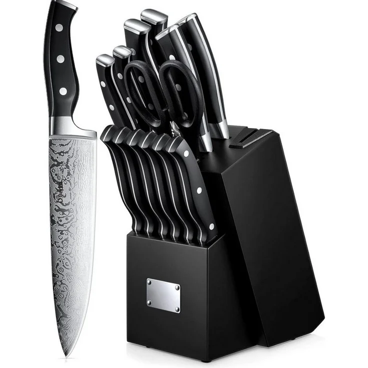 FOHERE Messer-Set 14-teiliges Küchenmesserset mit Wellenmuster (Set, 14-tlg) – Bild 1