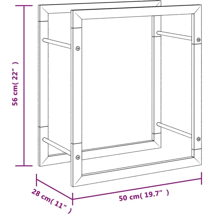 vidaXL Brennholzregal 50x28x56 cm Edelstahl 357859 – Bild 7