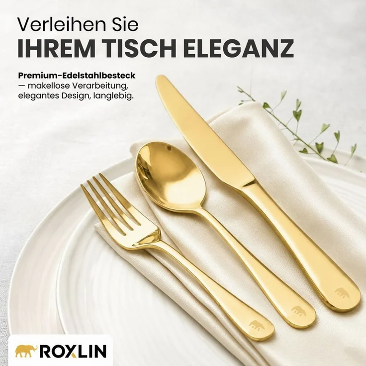 Roxlin Besteck-Set 30-teiliges Edelstahl-Besteckset modern & elegant 4 Farbe – Bild 3