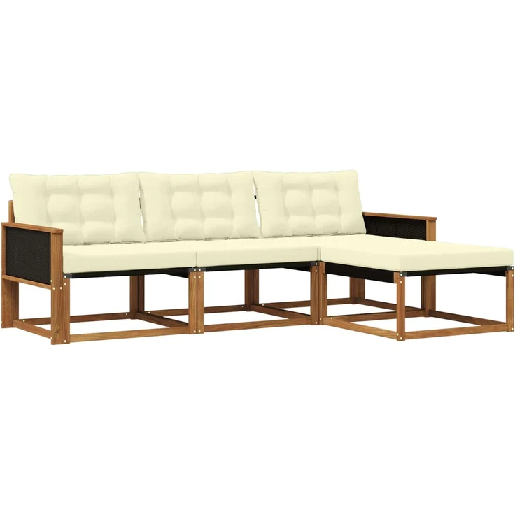vidaXL Outdoor-Sofagarnitur 4 stk. 4-Sitzer Natur und Creme 3381334 – Bild 2