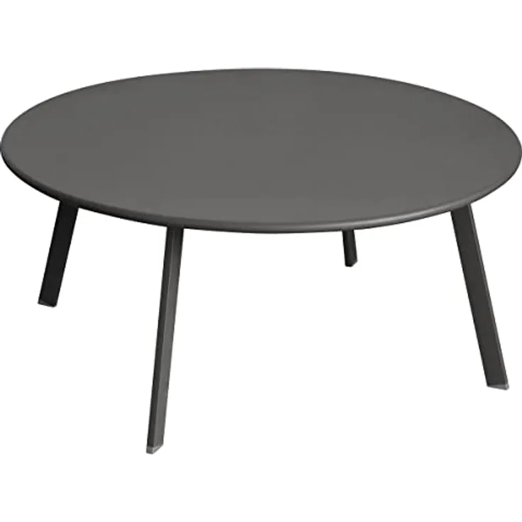 XXXL Gartentisch Saona, Grau, wetterfest aus Stahl, 90 cm Durchmesser, ideal für Garten und Terrasse