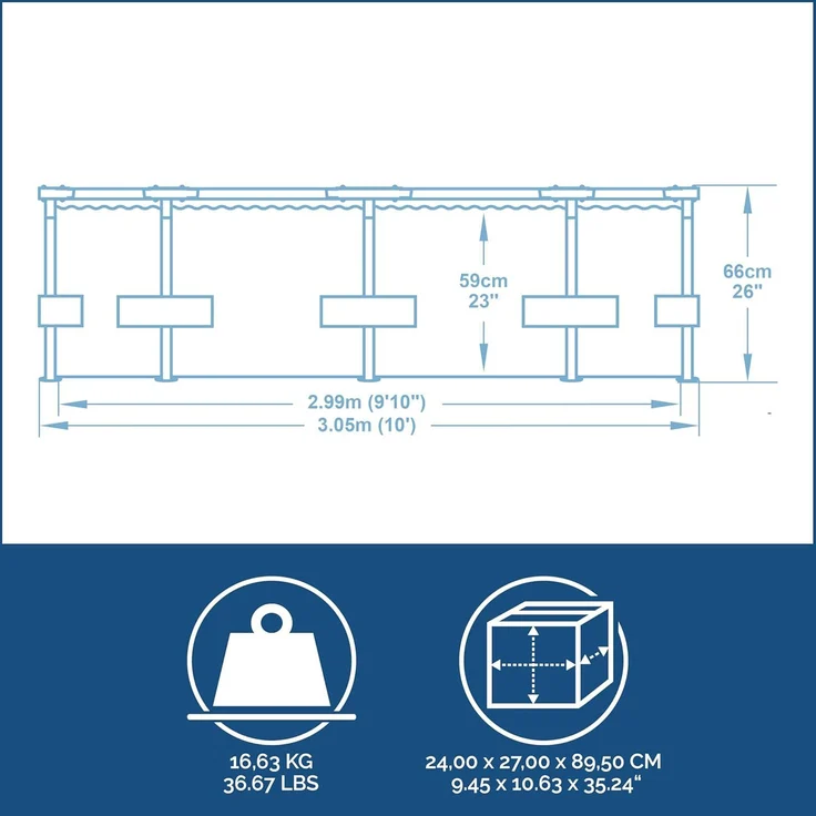 Steel Pro™ Frame Pool ohne Pumpe Ø 305 x 66 cm, tropisches Blatt-Design, rund – Bild 3