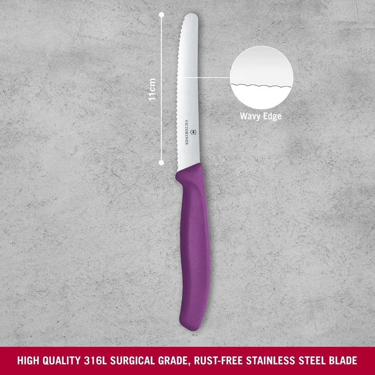 Victorinox Swiss Classic, Tomaten & Tafelmesser, 11cm, Wellen, Violett – Bild 2