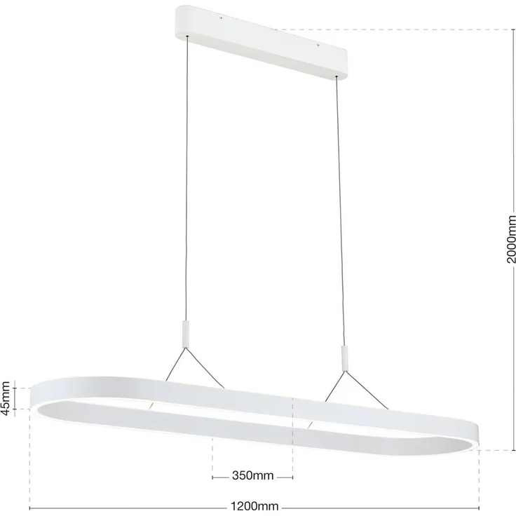 Orion LED-Hängeleuchte Carrara, weiß, höhenverstellbar, CCT, 80 Watt, dimmbar