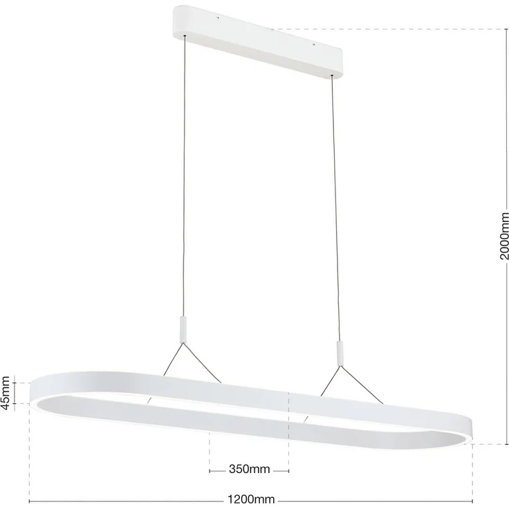 Orion LED-Hängeleuchte Carrara, weiß, höhenverstellbar, CCT, 80 Watt, dimmbar