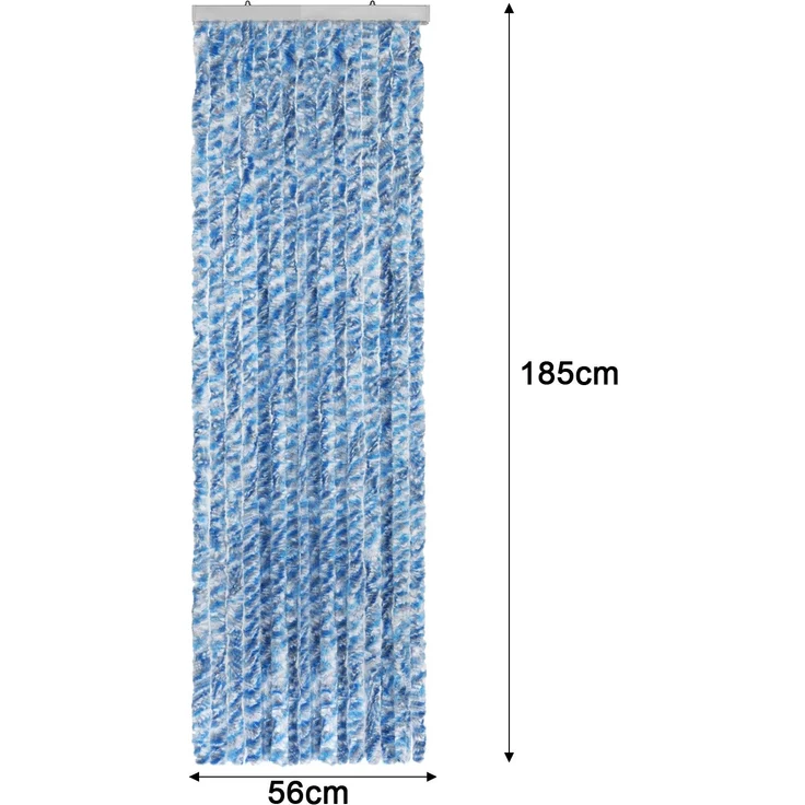 Moritz Flauschvorhang aus Chenille 56 x 185 cm blau grau weiß gestreift Türvorhang als Fliegenschutz Insektenschutz für Camping Wohnwagen – Bild 2