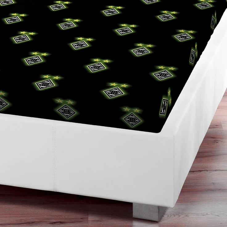 BERONAGE Spannbettlaken Borussia Mönchengladbach Spannbettlaken Schwarz 90/100 x 190/200 cm, 100% Baumwolle, Gummizug: ja, (1 Stück), Die Fohlen Elf – Bild 4