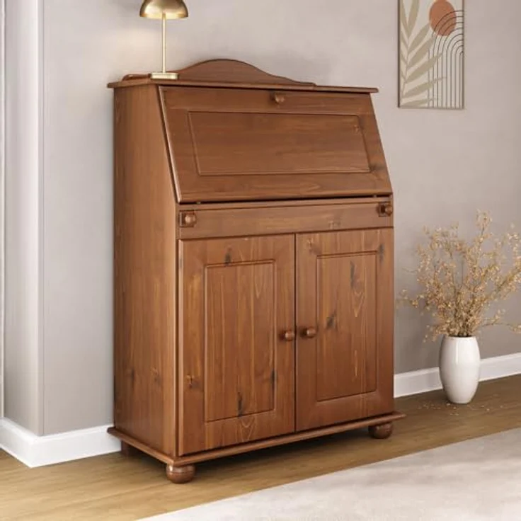 IDIMEX Sekretär DAVID, Schreibtisch Landhausstil aus Massivholz mit Stauraum Kastanie Finish – Bild 4
