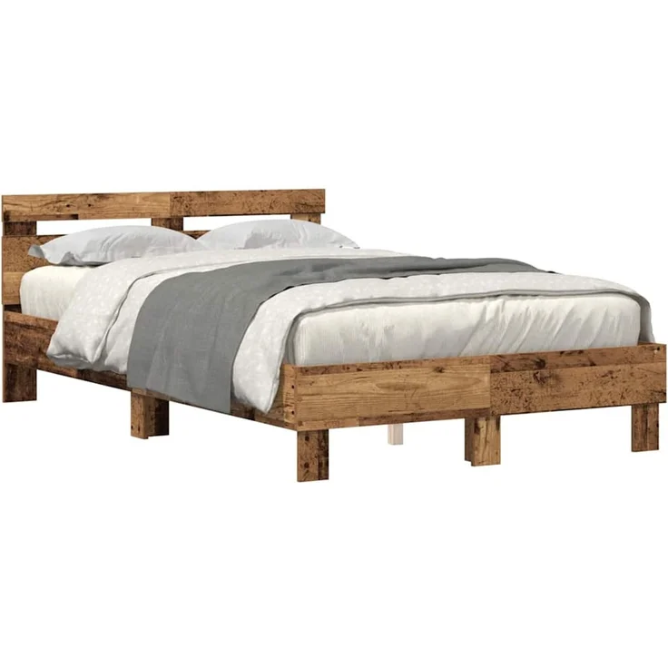 vidaXL Bettrahmen mit Kopfteil Altholz 120 x 200 cm Holzwerkstoff 3333948 – Bild 3