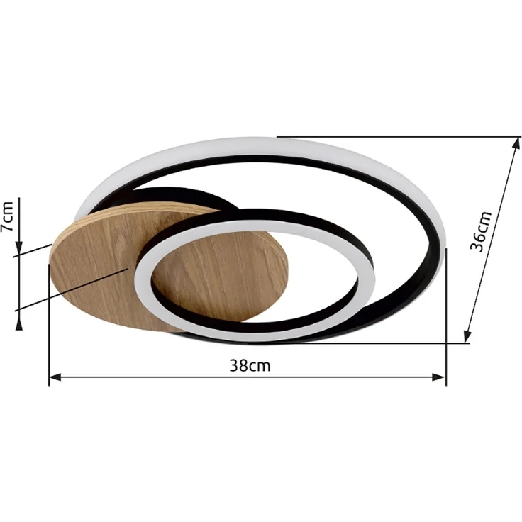 LED Deckenleuchte, Holz, natur, schwarz, L 38 cm – Bild 6