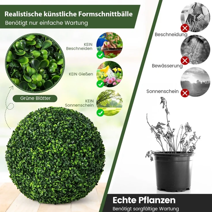 2er Buchsbaumkugel 48 cm Buchsbaum Kugel UV-beständig Formschnitt Künstliche Pflanze Kugelpflanzen – Bild 4