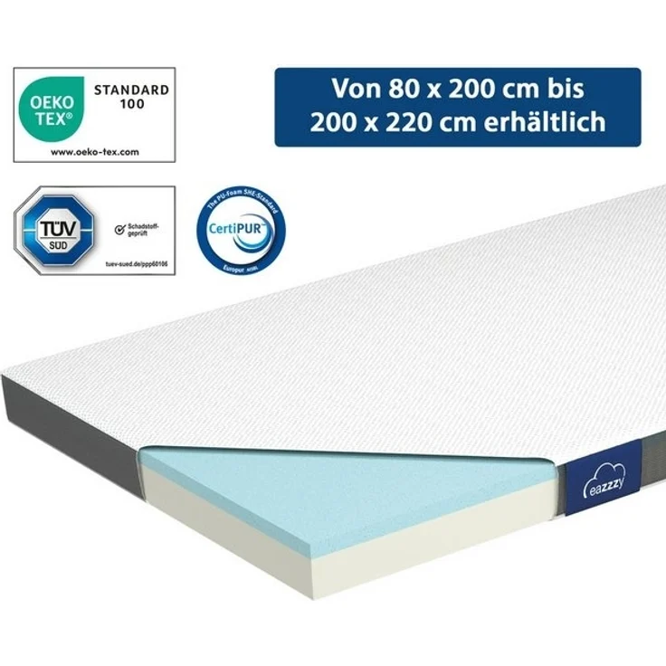 Genius, Topper EaZzzy Topper Classic 200*220*7 cm, 7 cm hoch, Klimaband, OptiAir-Steppung, 180x200 cm 140x200 cm und weitere Größen – Bild 4