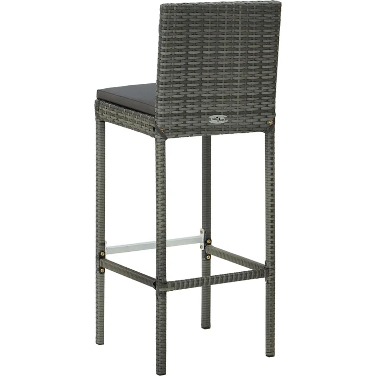 vidaXL Garten-Barhocker mit Kissen 2 Stk. Grau Poly Rattan 316669 – Bild 5