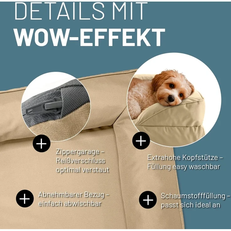 Lumaland Hundebett In-& Outdoor S 70x60x18cm beige vakuumiert – Bild 4