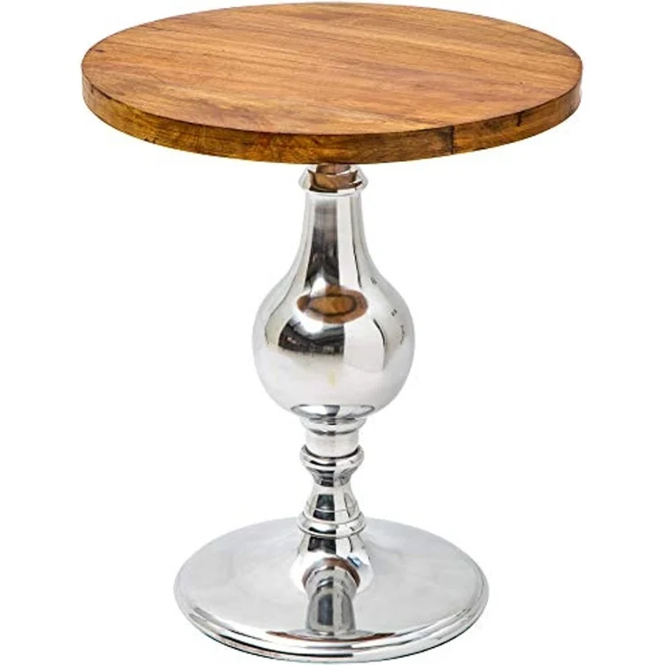 riess-ambiente Beistelltisch EXTRAVAGANCIA 60cm natur / silber (Einzelartikel, 1-St), Wohnzimmer · Mango-Massivholz · rund · Säulenfuß aus Metall · Design – Bild 1