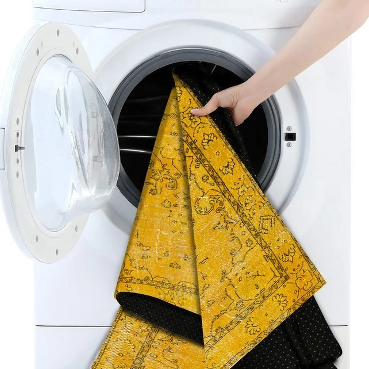 Bamyum Teppich Giallo Teppich mit Chenille-Druck, Waschbarer, Antibakteriell Teppich – Bild 4