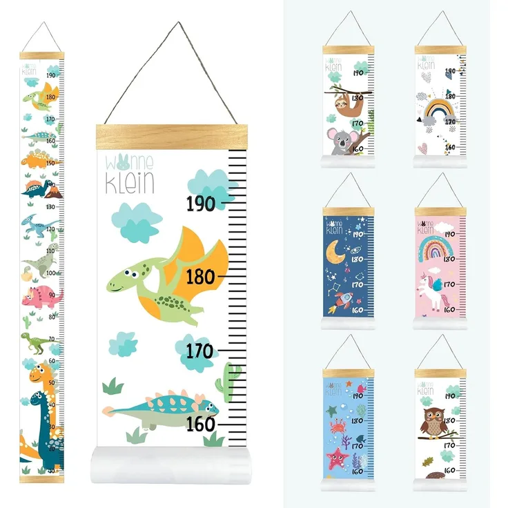wonneklein Dinosaurier Messlatte Kind I Größenmesser Kinder und Baby I Wand Dekoration Kinderzimmer I Dinos I aufrollbar I mit extra Box