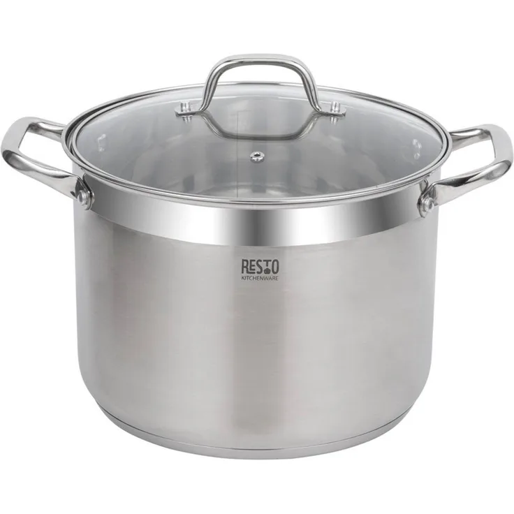 RESTO Kitchenware Kochtopf Libra, Topf energiesparend und spülmaschinenfest, Edelstahl 18/10 (2-tlg), mit hitzebeständigem Glasdeckel und Griffen