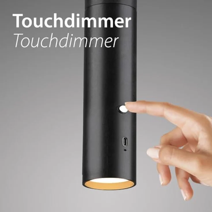 Just Light ATTACH, Pendelleuchte, LED Akku-Pendelleuchte in Weiß, mit USB Ladefunktion, 300 lm, Touchdimmer, 3 Helligkeitsstufen – Bild 4