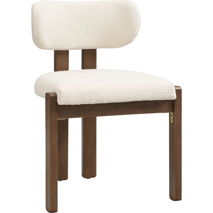 Esszimmerstühle 2er-Set aus Massivholz mit Bouclé-Bezug, 54x54x79 cm, walnussfarben – Bild 6
