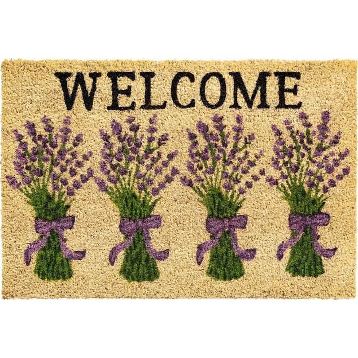 matches21 HOME & HOBBY Fußmatte Kokosmatte Lavendel Welcome Spruch als aussen Sauberlaufmatte, rechteckig, Höhe: 15 mm, Rutschfeste Kokos-Türmatte als Outdoor Schmutzfangmatte 40x60 cm – Bild 3