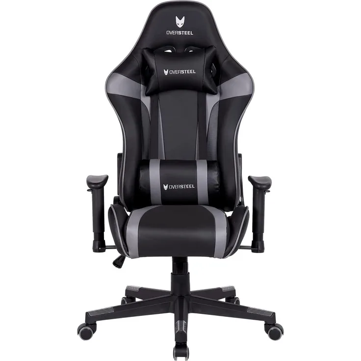 Oversteel - ULTIMET Professioneller Gaming-Sessel, Kunstleder, 2D Armlehnen, höhenverstellbar, 180° verstellbare Rückenlehne, Gasfeder Klasse 3, bis 120Kg, Gaming Stühl, Farbe Grau
