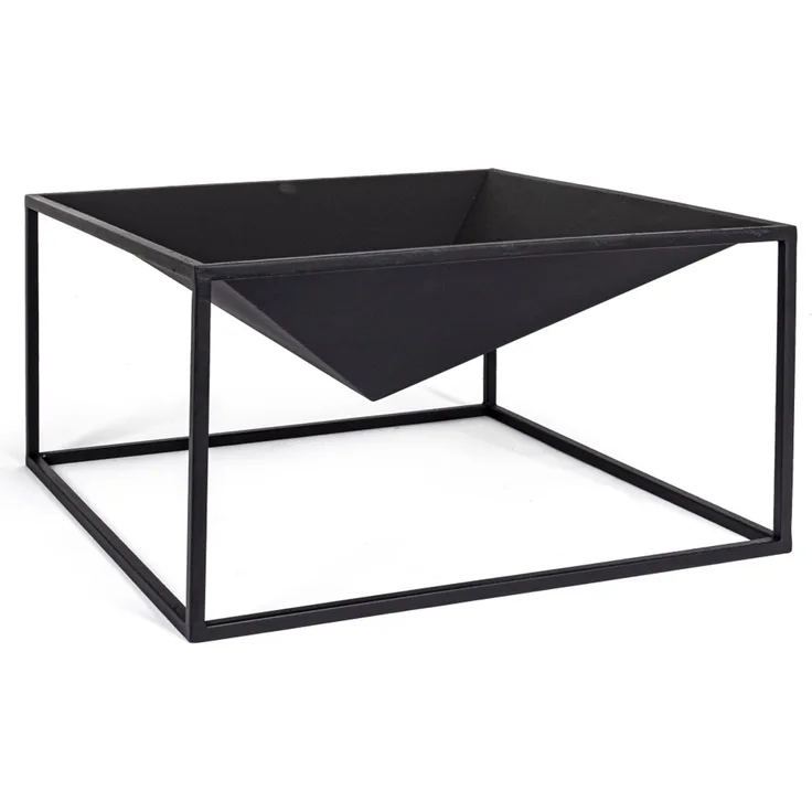 Feuerschale Illinois aus hitzebeständigem Metall, modern, pulverbeschichtet, schwarz, 60 cm