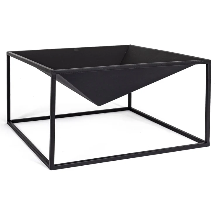 Feuerschale Illinois aus hitzebeständigem Metall, modern, pulverbeschichtet, schwarz, 60 cm